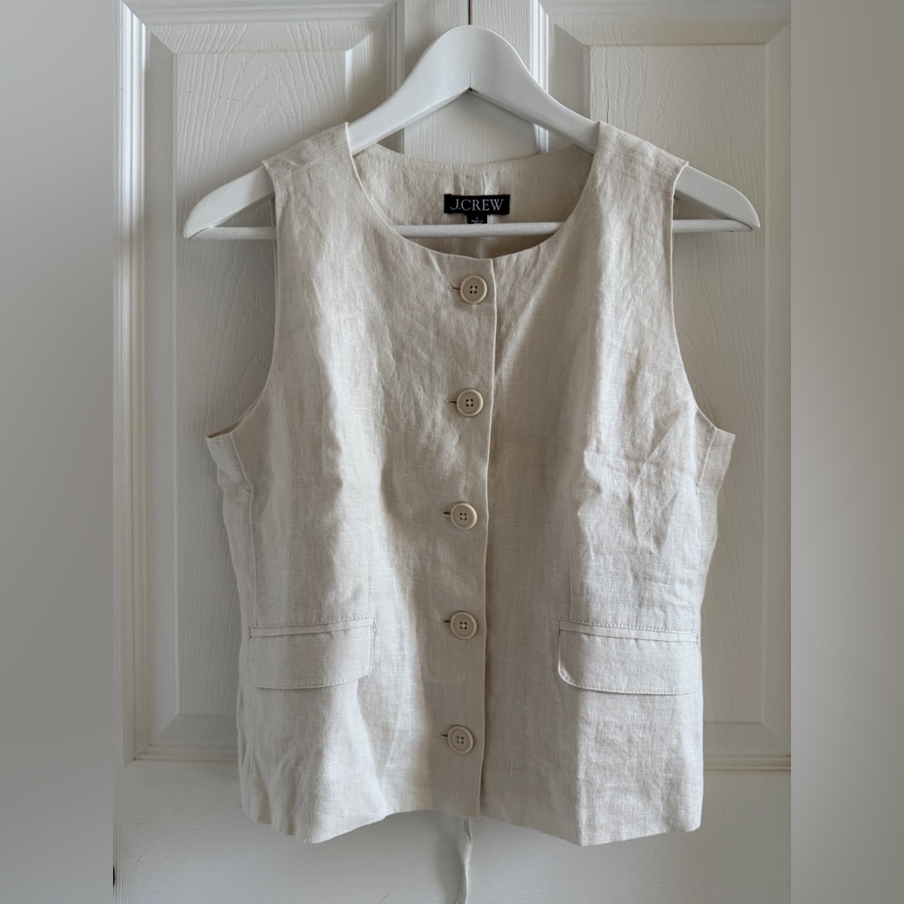 Jcrew Crewneck vest in linen-Natural size 2 NWT